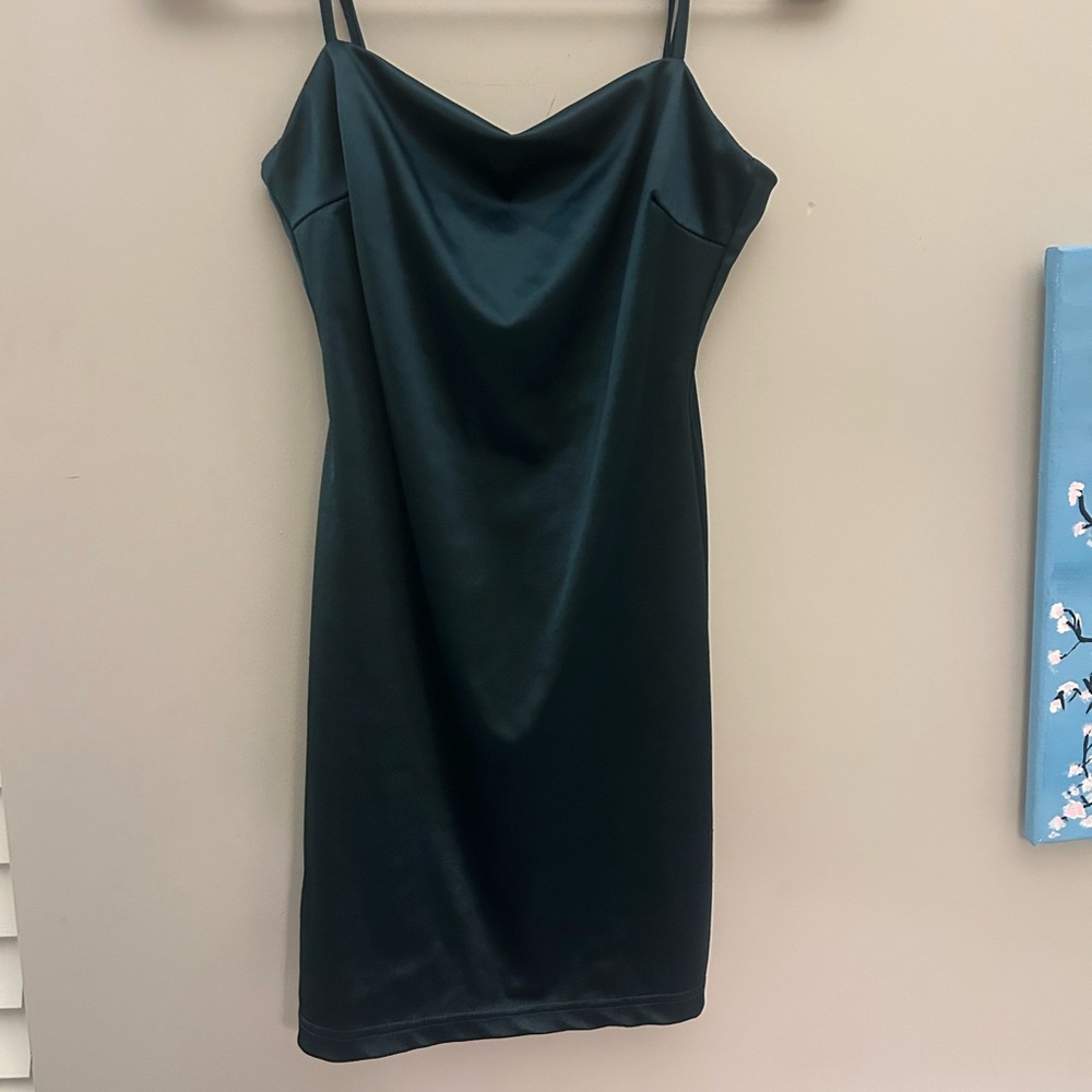 Silk dark green dress